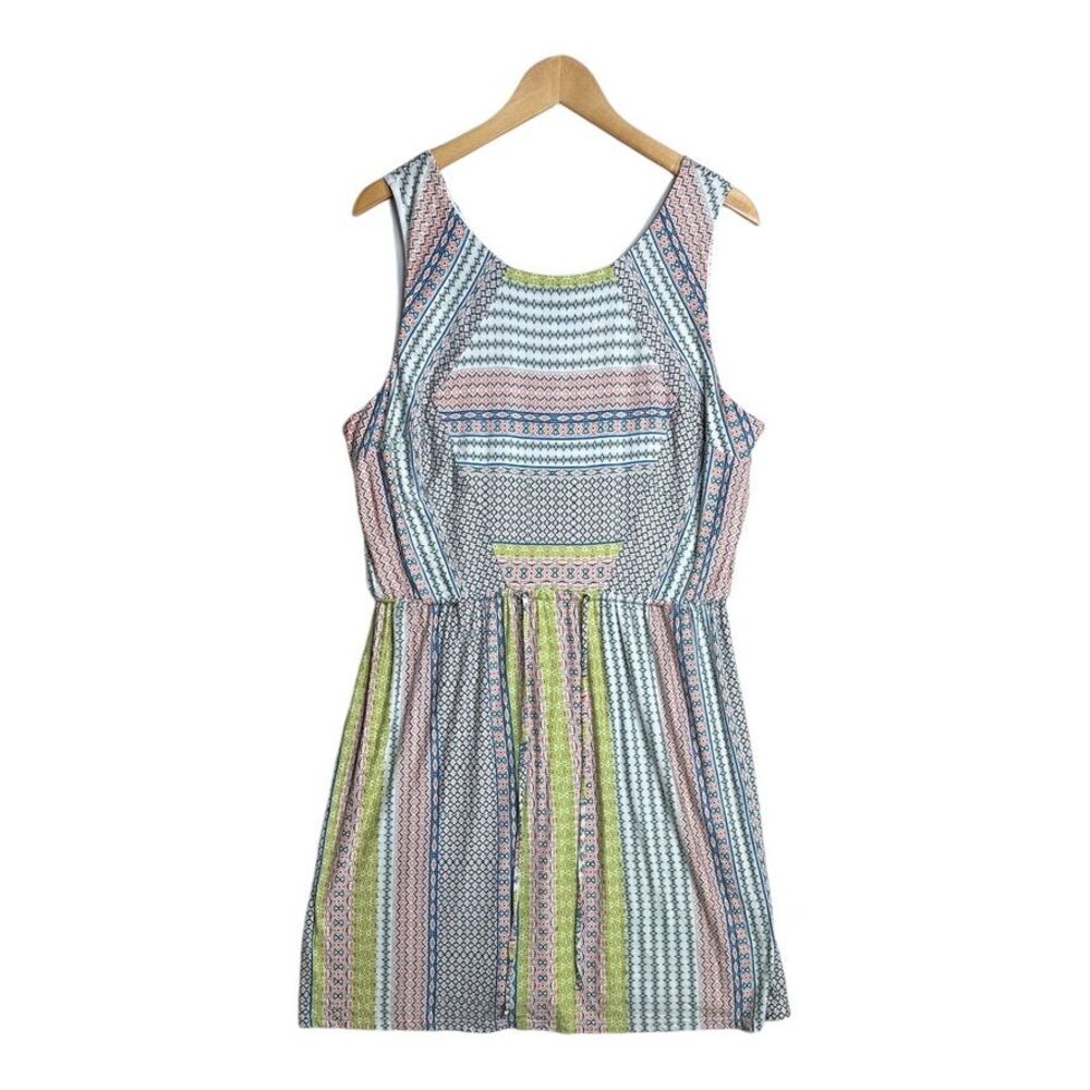 a.n.a Striped Pattern Sleeveless Midi Dress in Pink, Blue & Green